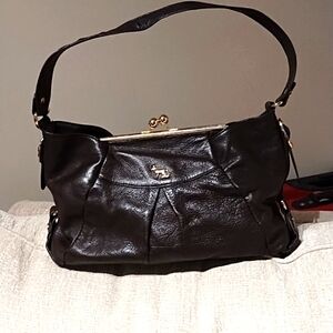 Brown leather handbag